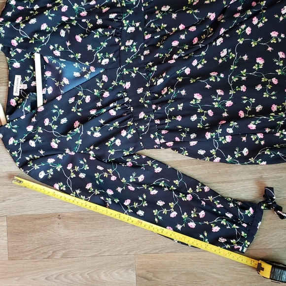 Juicy Couture Floral A-Line Long-Sleeve Mini Dress Navy Women's 8 - Picture 15 of 16